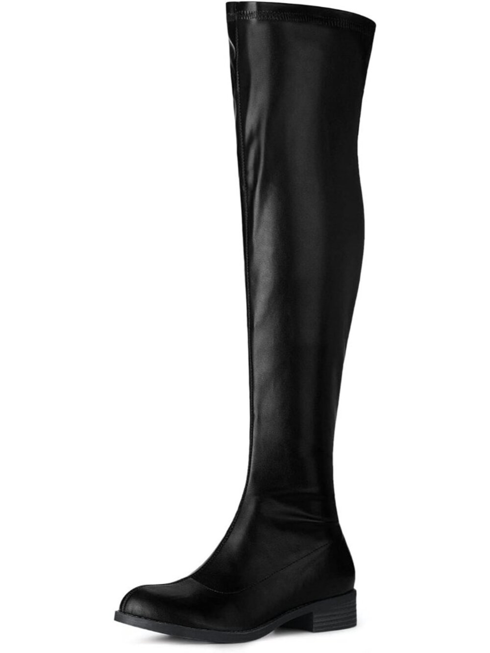 👢Women's Black Thigh High Boots Low Block Heel Fashion Over the Knee High Boot